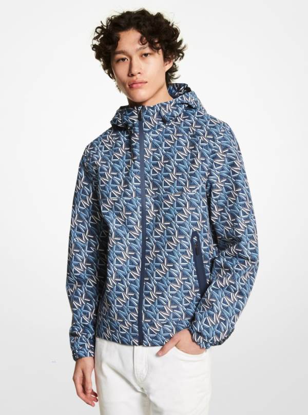 Panske Bundy Michael Kors Graphic Logo Anorak Indigo - Oblecenie Michael Kors Vypredaj | GTYHS-1093